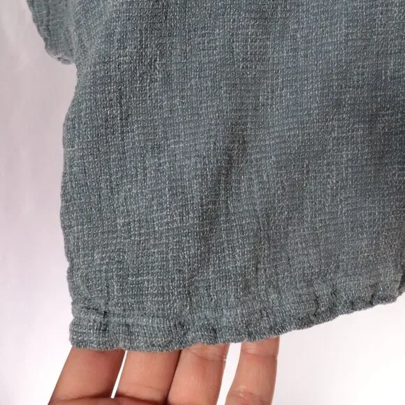 Meo Meli Blouse Top Linen Scoop Neck Italy Gray Boho Dolman Short Sleeve - Picture 6 of 9